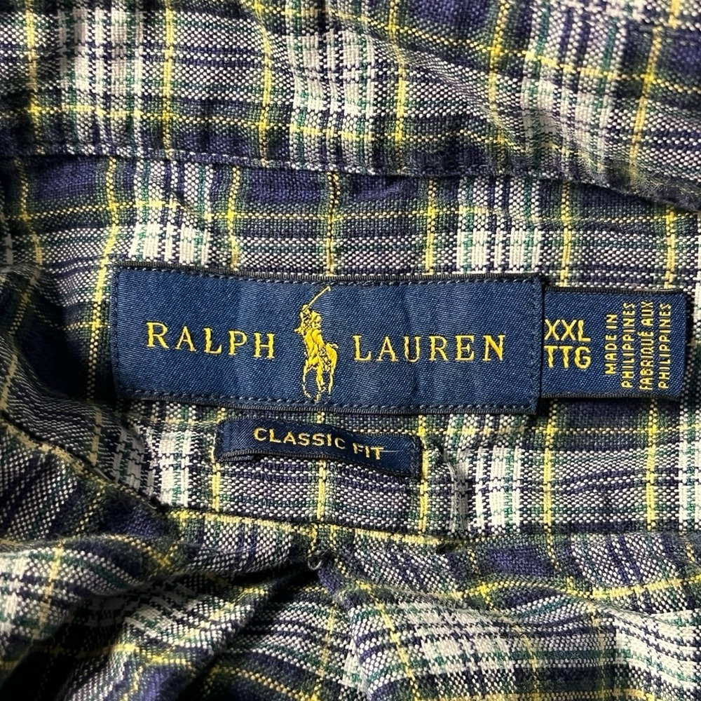 Polo Ralph Lauren Oxford Button Front Long Sleeve‎ Shirt Men's Plaid XXL Blue - Picture 4 of 9